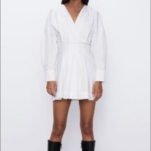 Zara New White Pleated Dress